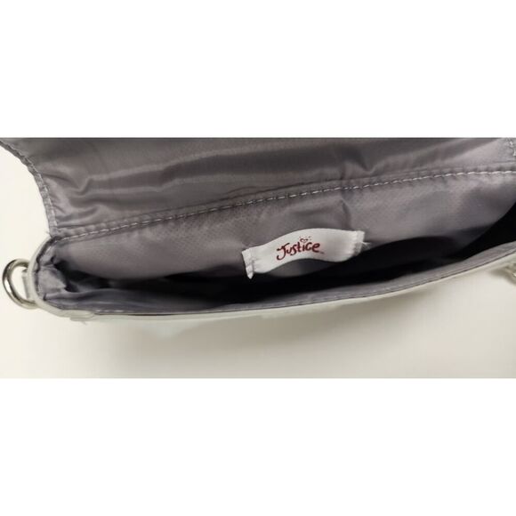 Justice Girls Silver Studded Crossbody Purse Bag With Adjustable Chain Strap - Picture 7 of 8